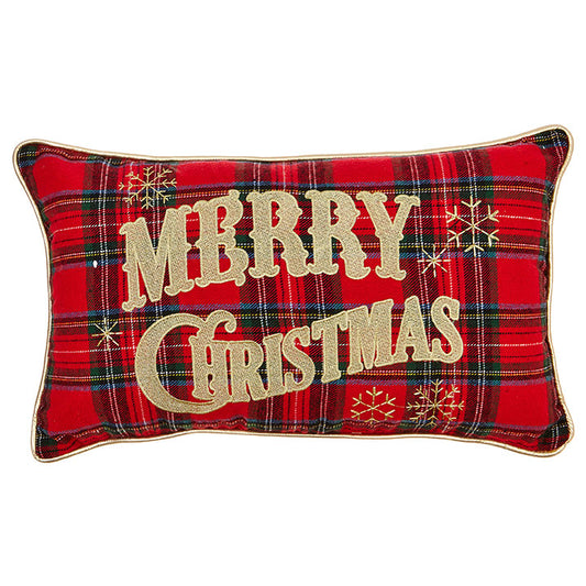 MERRY CHRISTMAS PLAID PILLOW