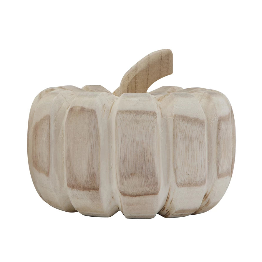 CARVED WOOD PUMPKIN