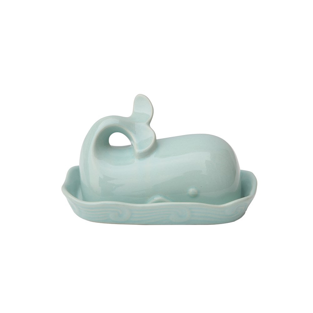 STONEWARE WHALE BUTTER DISH