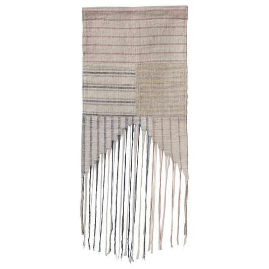 MULTI COLOR WOVEN COTTON STRIPED WALL HANGING W/ FRINGE