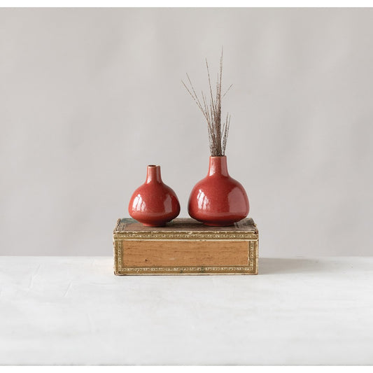 PERSIMMON COLOR STONEWARE VASE