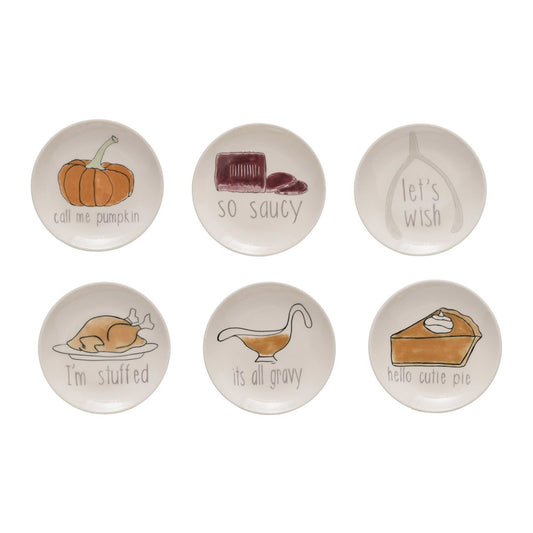 ROUND STONEWARE PLATE WITH THANKSGIVING SAYING