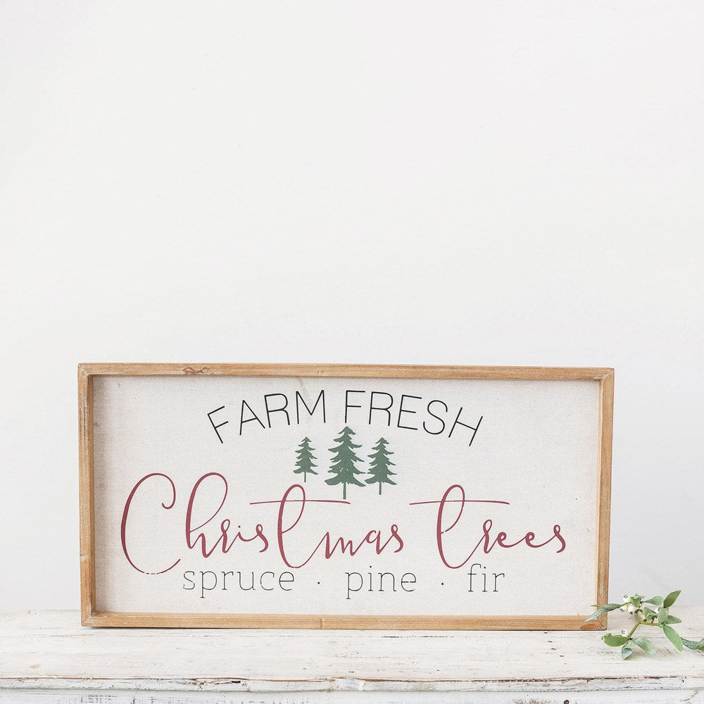 "FARM FRESH CHRISTMAS TREES" WOOD FRAMED SIGN