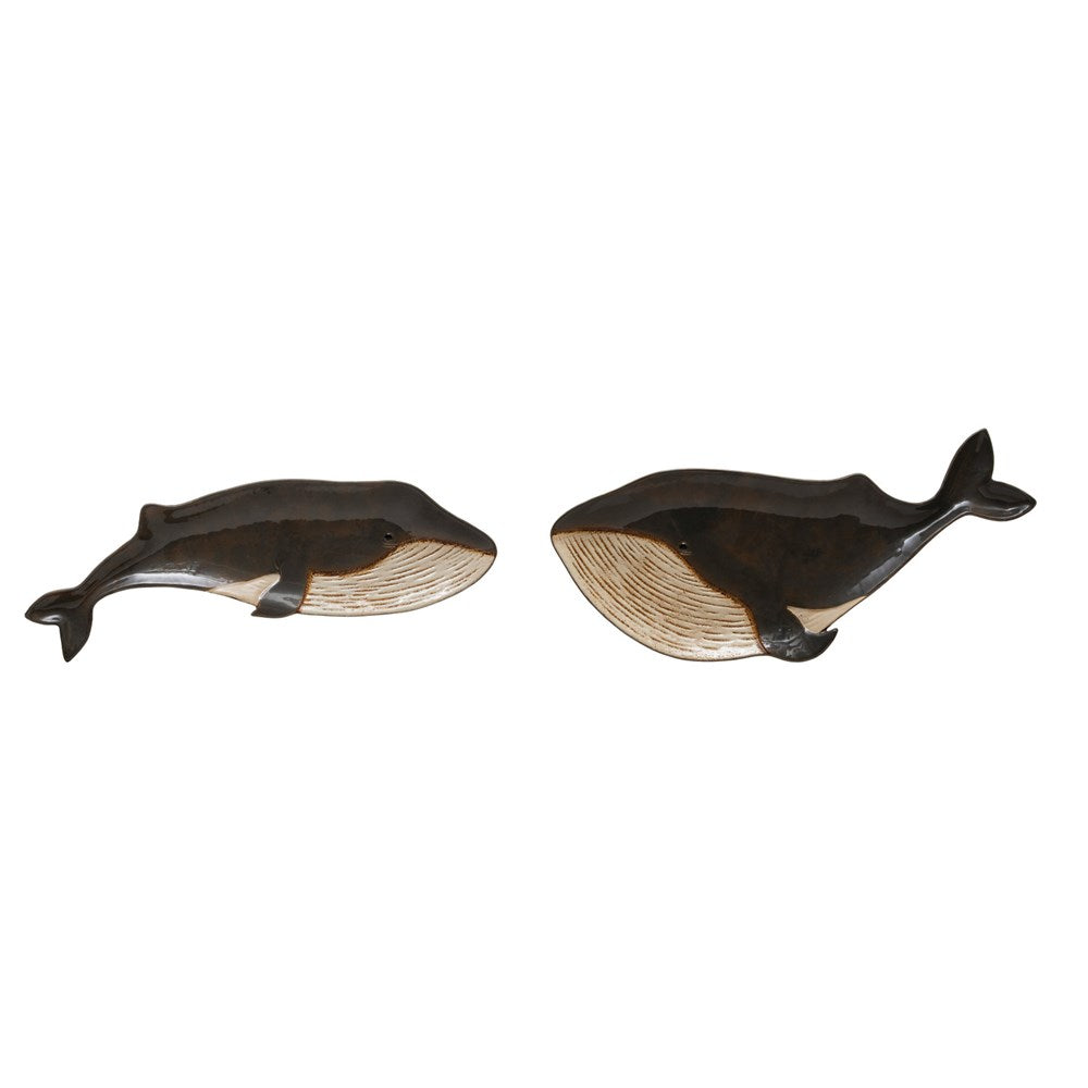 GREY STONEWARE WHALE PLATES