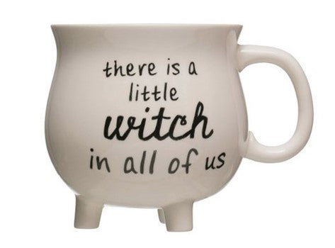 STONEWARE CAULDRON MUG WITH WITCH SAYING