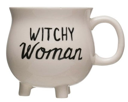 STONEWARE CAULDRON MUG WITH WITCH SAYING