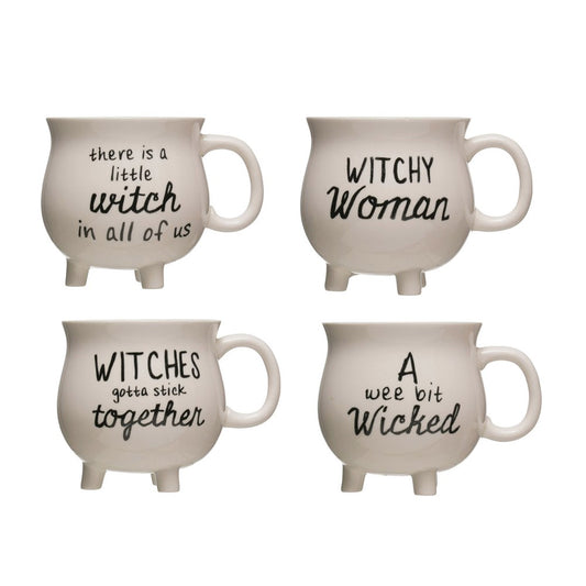 STONEWARE CAULDRON MUG WITH WITCH SAYING