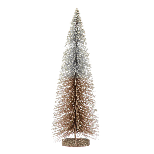 SILVER AND GOLD GLITTER BOTTLE BRUSH TREE