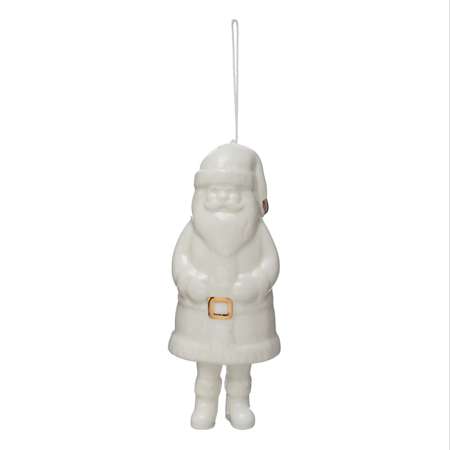 STONEWARE SANTA BELL ORNAMENT